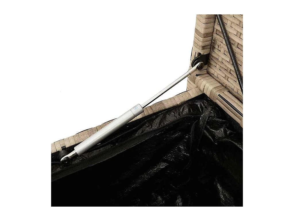 Banc de rangement de jardin avec coussin beige résine tressée