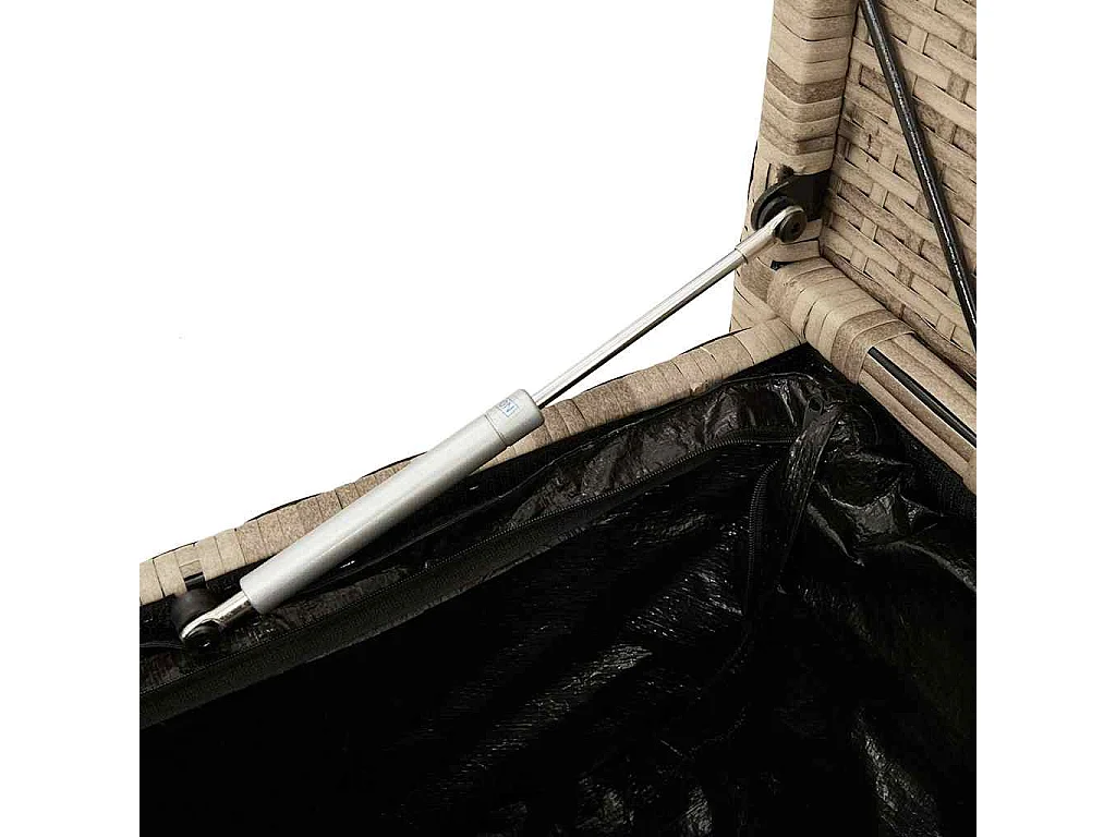 Gartenbank mit Stauraum und Kissen Beige Poly Rattan