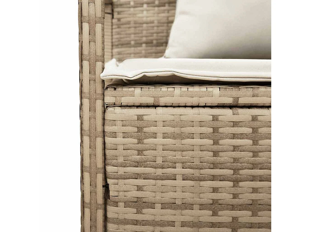 Panca Portaoggetti da Giardino con Cuscino Beige in Polyrattan