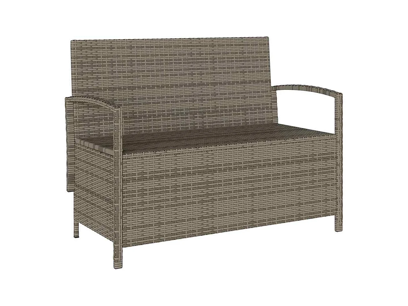 Banc de rangement de jardin avec coussin gris résine tressée