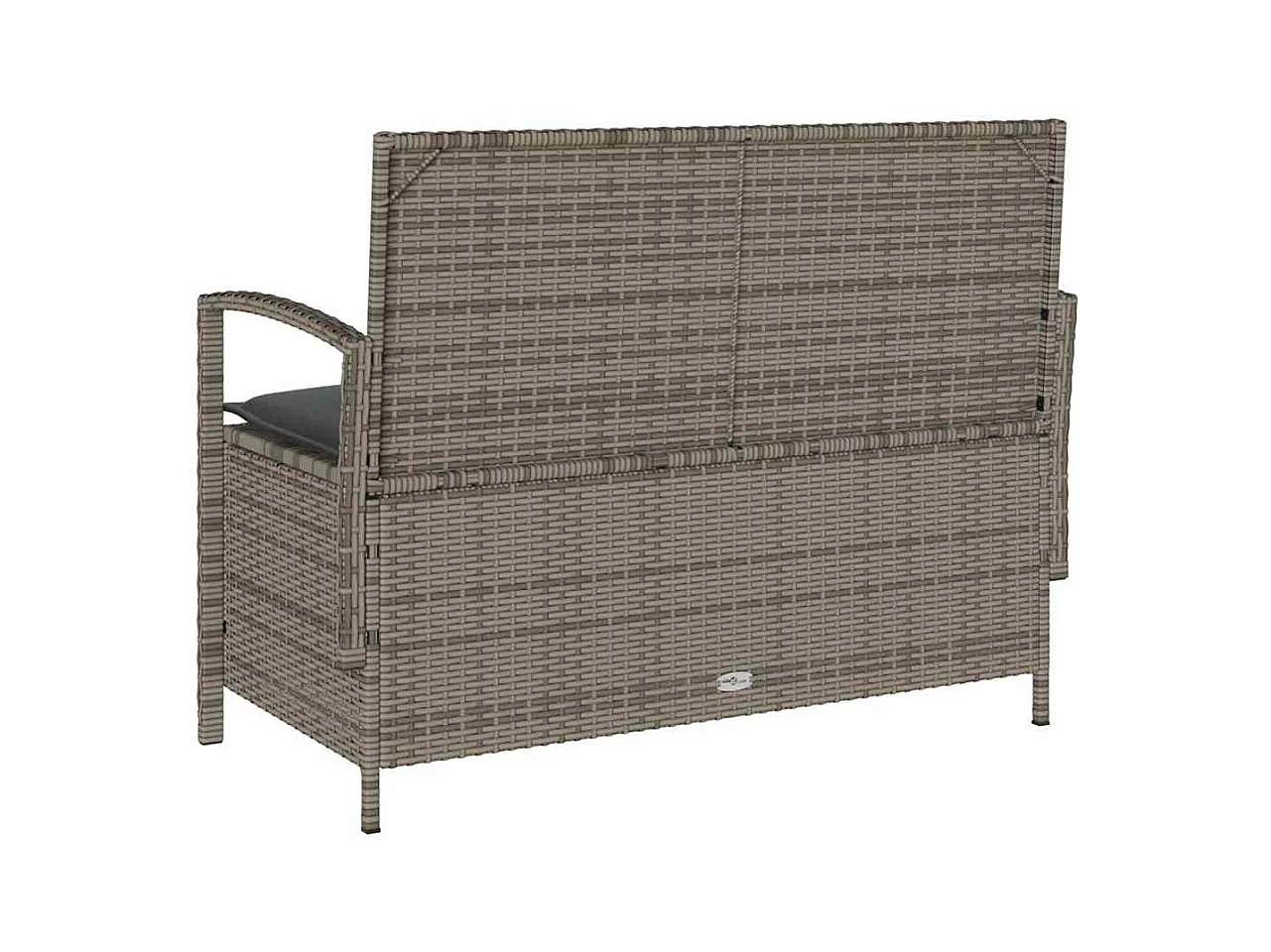 Banc de rangement de jardin avec coussin gris résine tressée