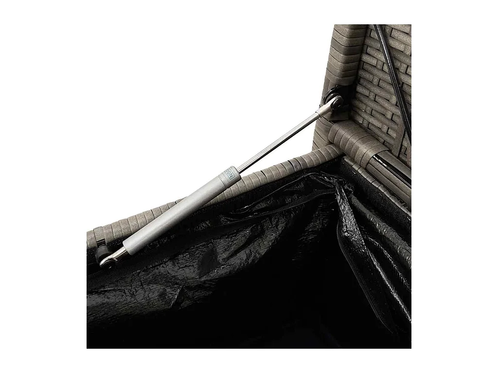 Banc de rangement de jardin avec coussin gris résine tressée