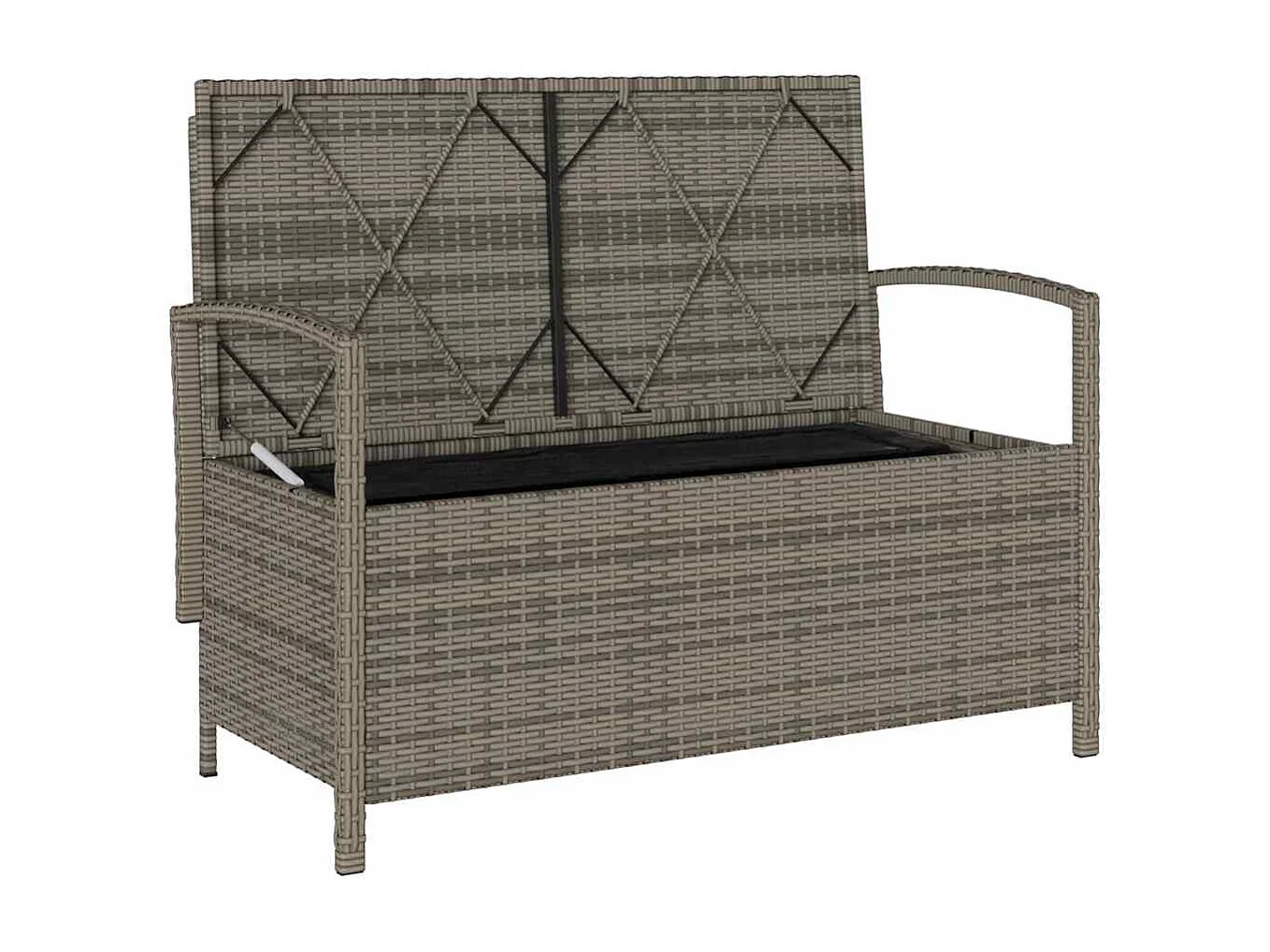 Gartenbank mit Stauraum und Kissen Grau Poly Rattan