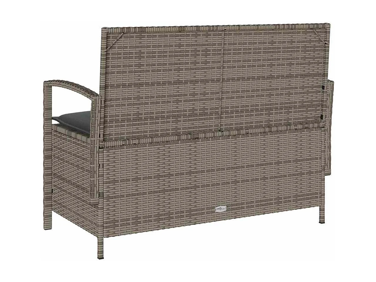 Gartenbank mit Stauraum und Kissen Grau Poly Rattan