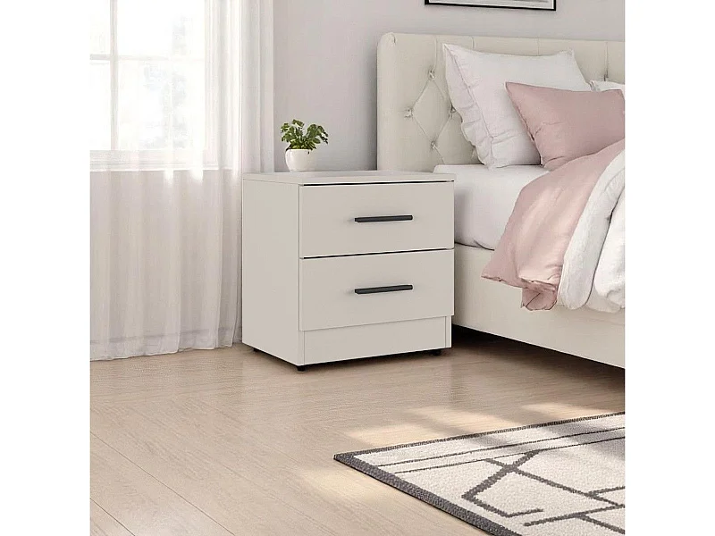 Mesita de noche New Aura 2 cajones beige 43x39,6x33,5 cm