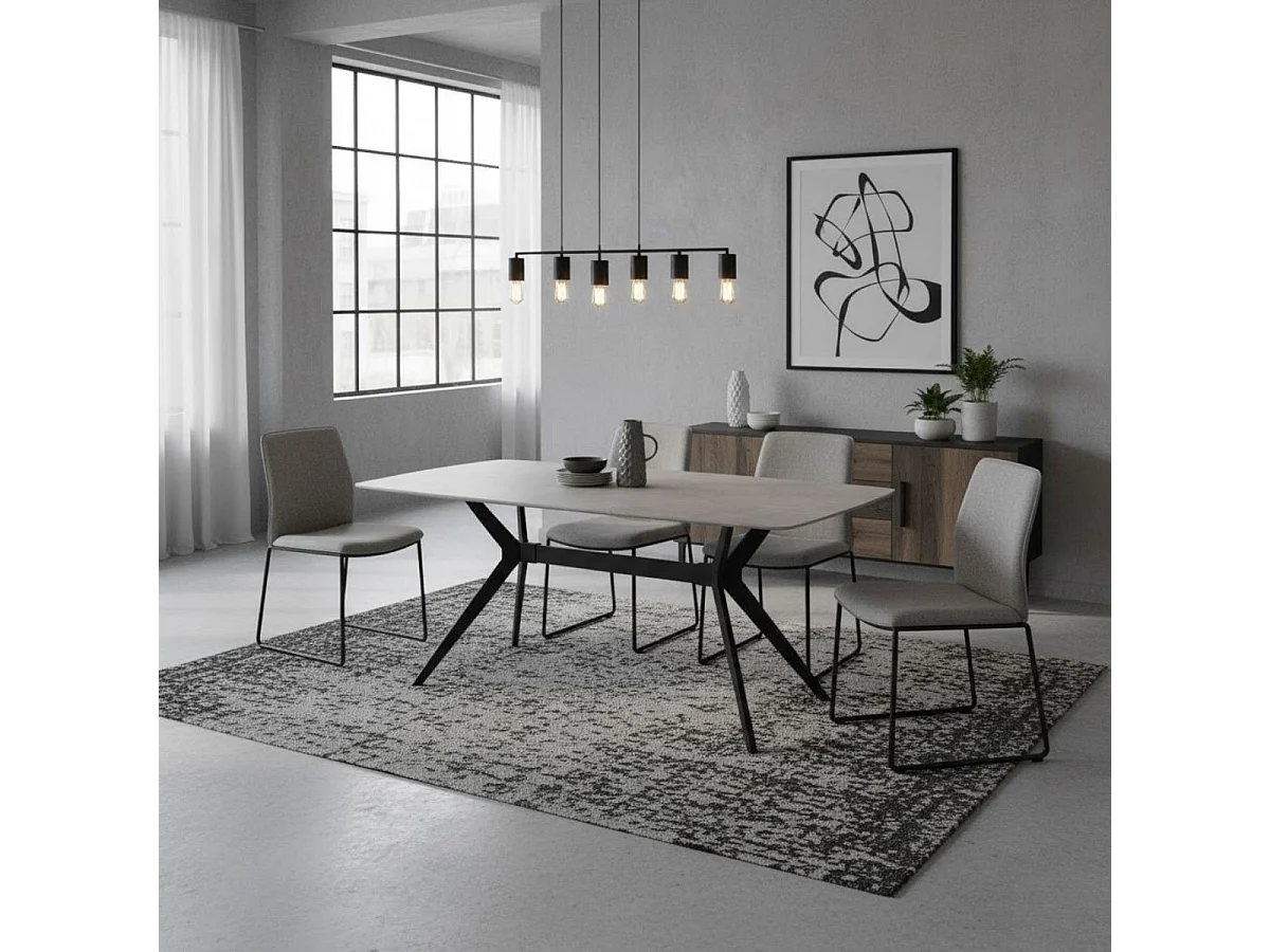 Mesa de comedor Calista fija negro 76x160x90 cm
