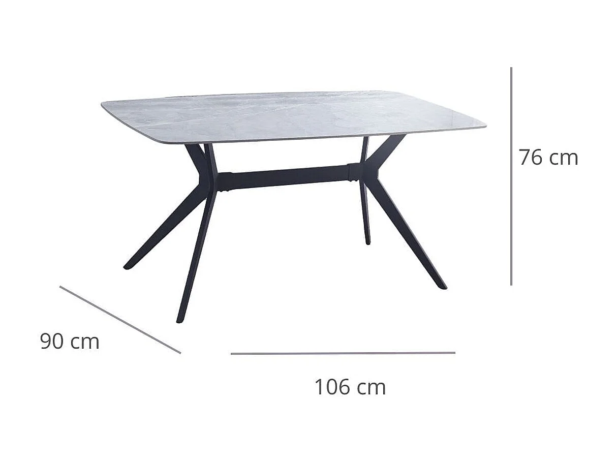 Mesa de comedor Calista fija negro 76x160x90 cm