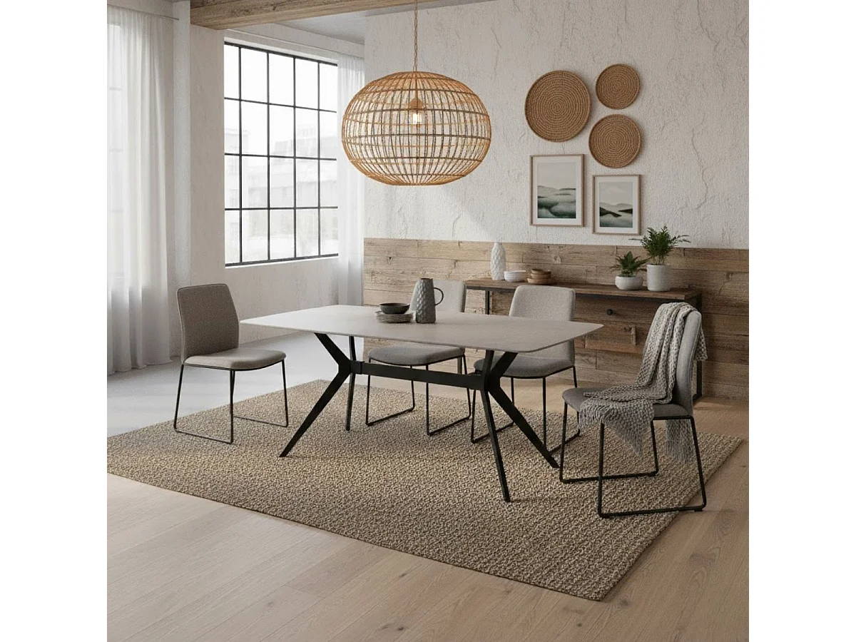 Mesa de comedor Calista fija negro 76x160x90 cm