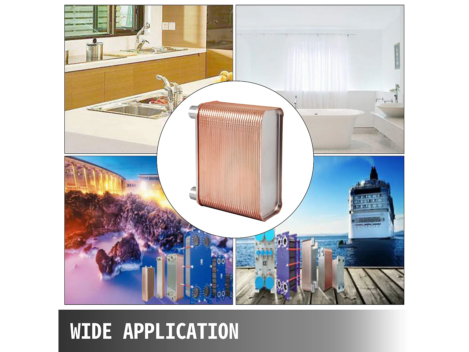 Platenwarmtewisselaar SucceBuy 60, Poorten 2.54/5.08cm BSP FPT, RVS 316L, Gesoldeerde Plaat voor Hydronische Verwarming