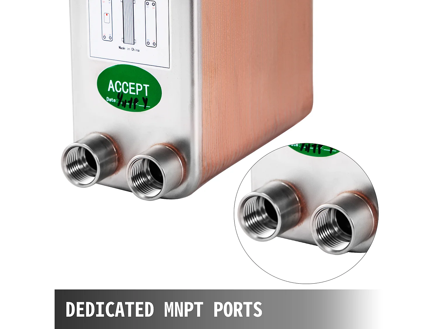 Platenwarmtewisselaar SucceBuy 60, Poorten 2.54/5.08cm BSP FPT, RVS 316L, Gesoldeerde Plaat voor Hydronische Verwarming