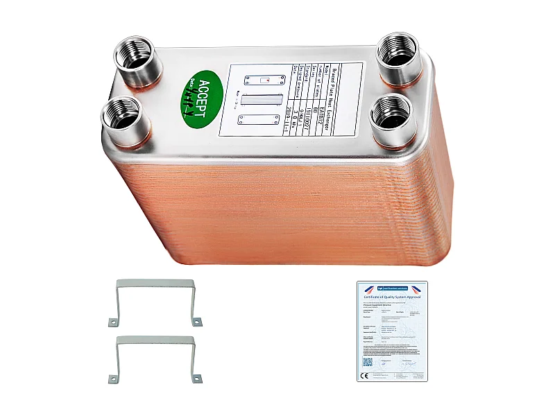 Platenwarmtewisselaar SucceBuy 60, Poorten 2.54/5.08cm BSP FPT, RVS 316L, Gesoldeerde Plaat voor Hydronische Verwarming