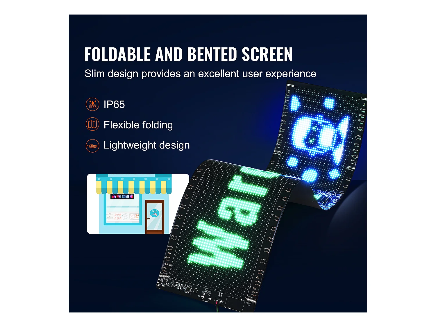 Plaque Publicitaire, SucceBuy Panneau LED Programmable 83.5 × 20 cm, Écran Défilant Polychrome P5
