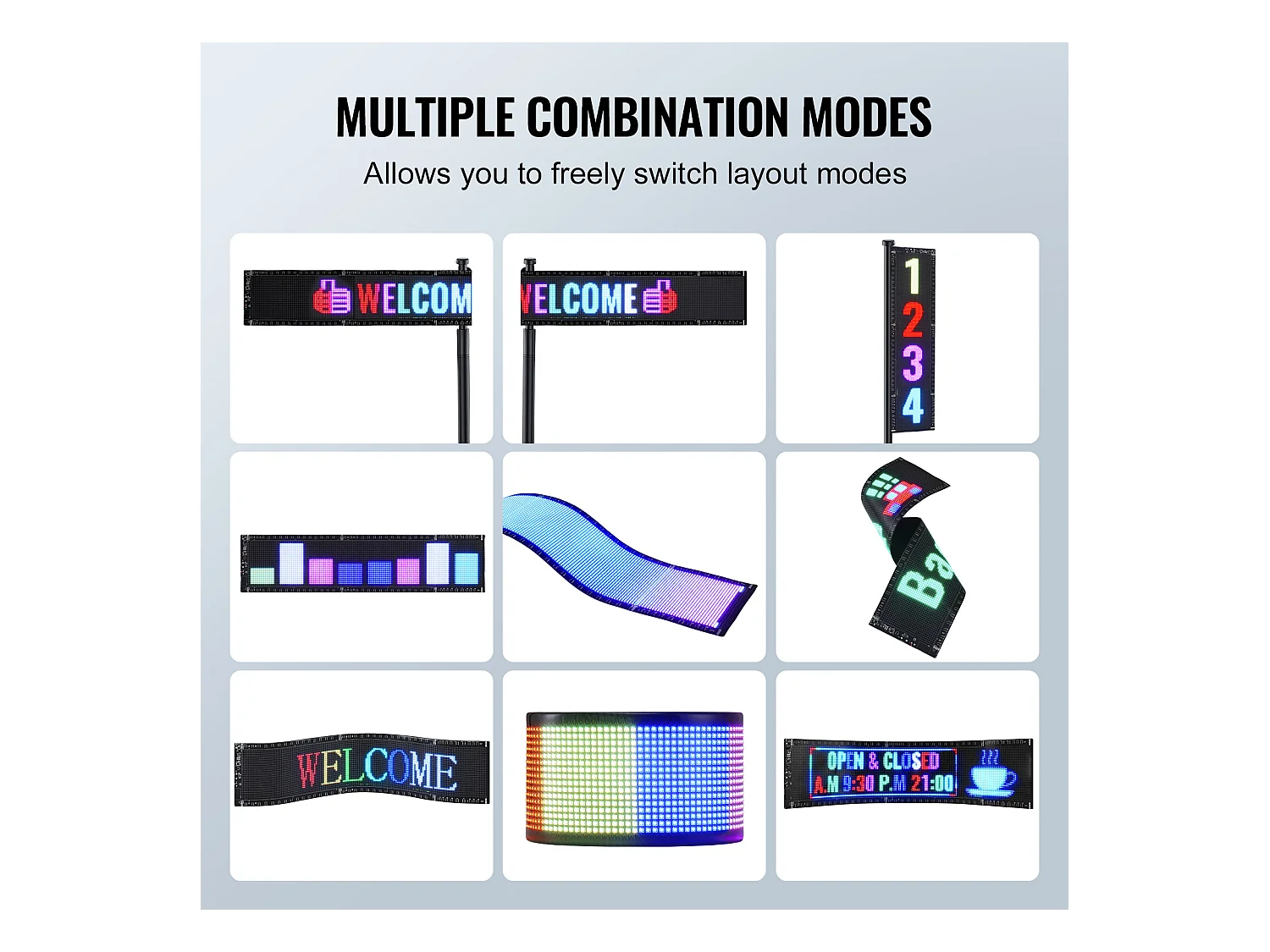 Plaque Publicitaire, SucceBuy Panneau LED Programmable 83.5 × 20 cm, Écran Défilant Polychrome P5
