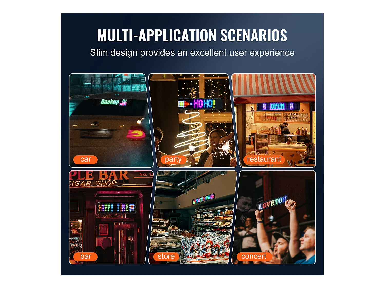 Plaque Publicitaire, SucceBuy Panneau LED Programmable 83.5 × 20 cm, Écran Défilant Polychrome P5