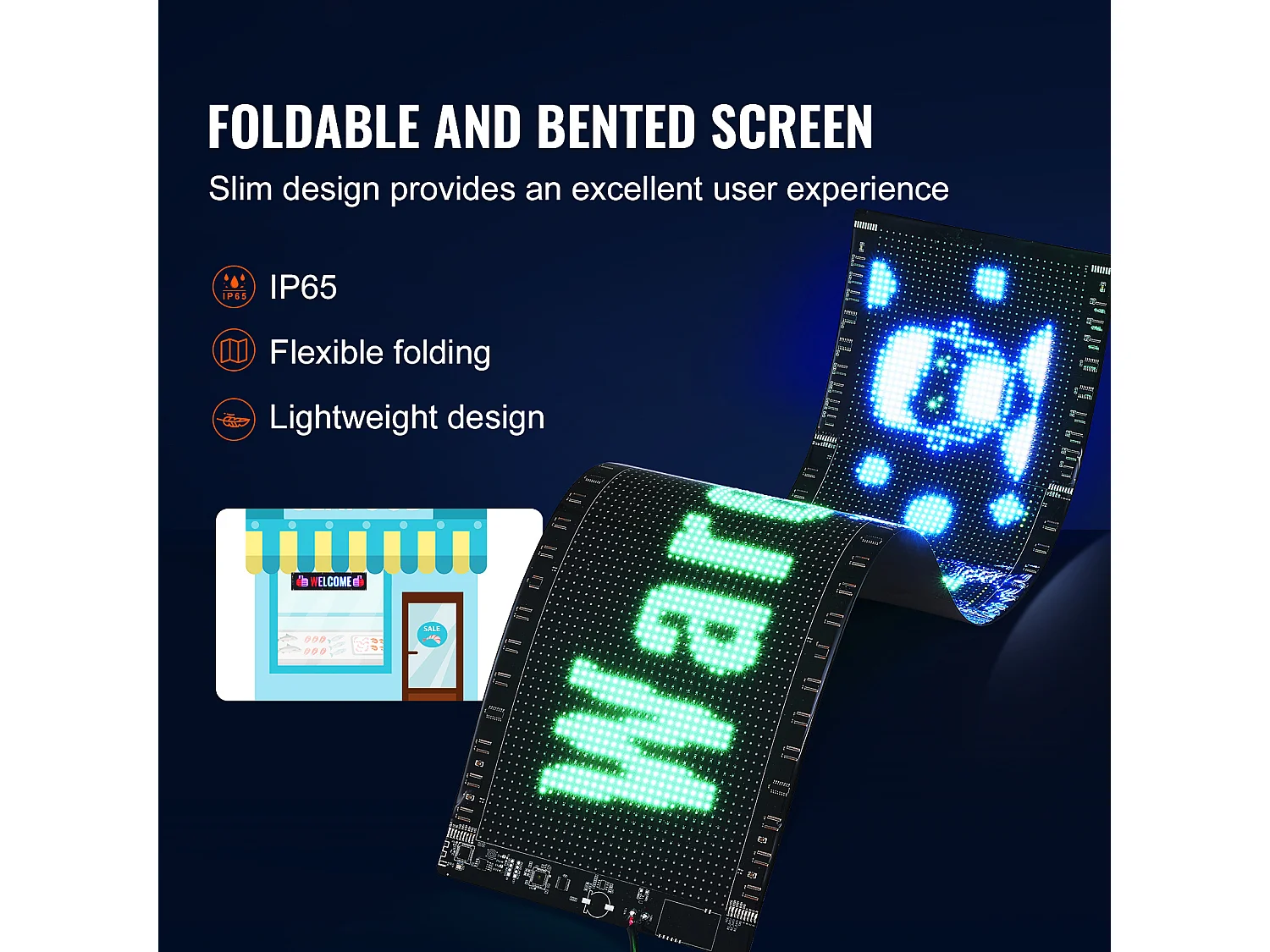 Plaque Publicitaire, SucceBuy Panneau LED Programmable 83.5 × 20 cm, Écran Défilant Polychrome P5