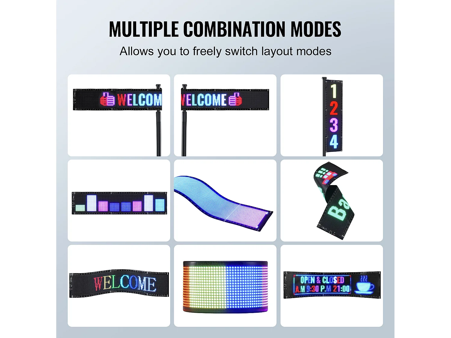 Plaque Publicitaire, SucceBuy Panneau LED Programmable 83.5 × 20 cm, Écran Défilant Polychrome P5