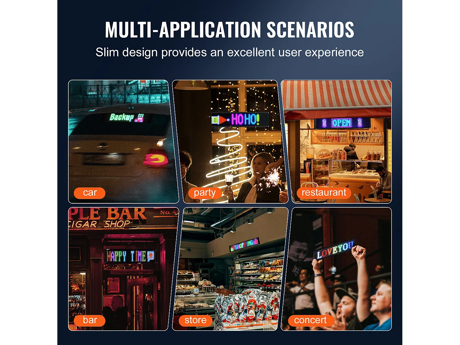 Plaque Publicitaire, SucceBuy Panneau LED Programmable 83.5 × 20 cm, Écran Défilant Polychrome P5