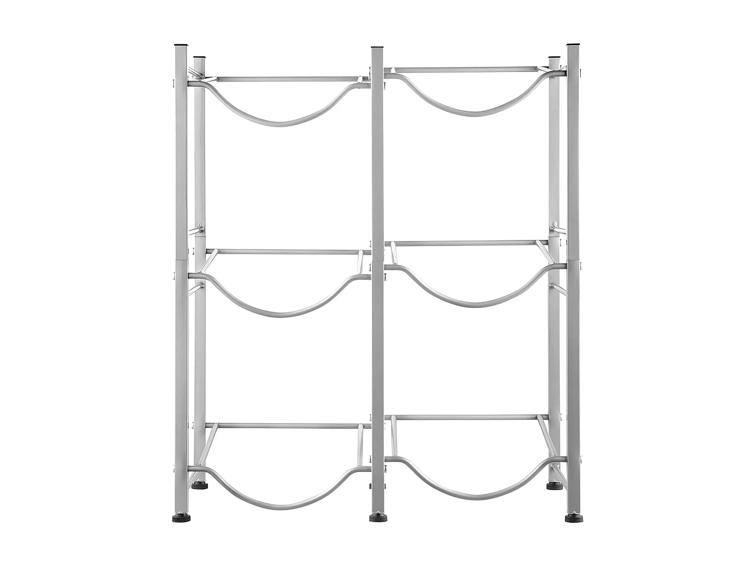 Portabottiglie d'Acqua SucceBuy, 3 Livelli, Supporto per Bottiglie in Doppia Riga per 6 Bottiglie, Argento