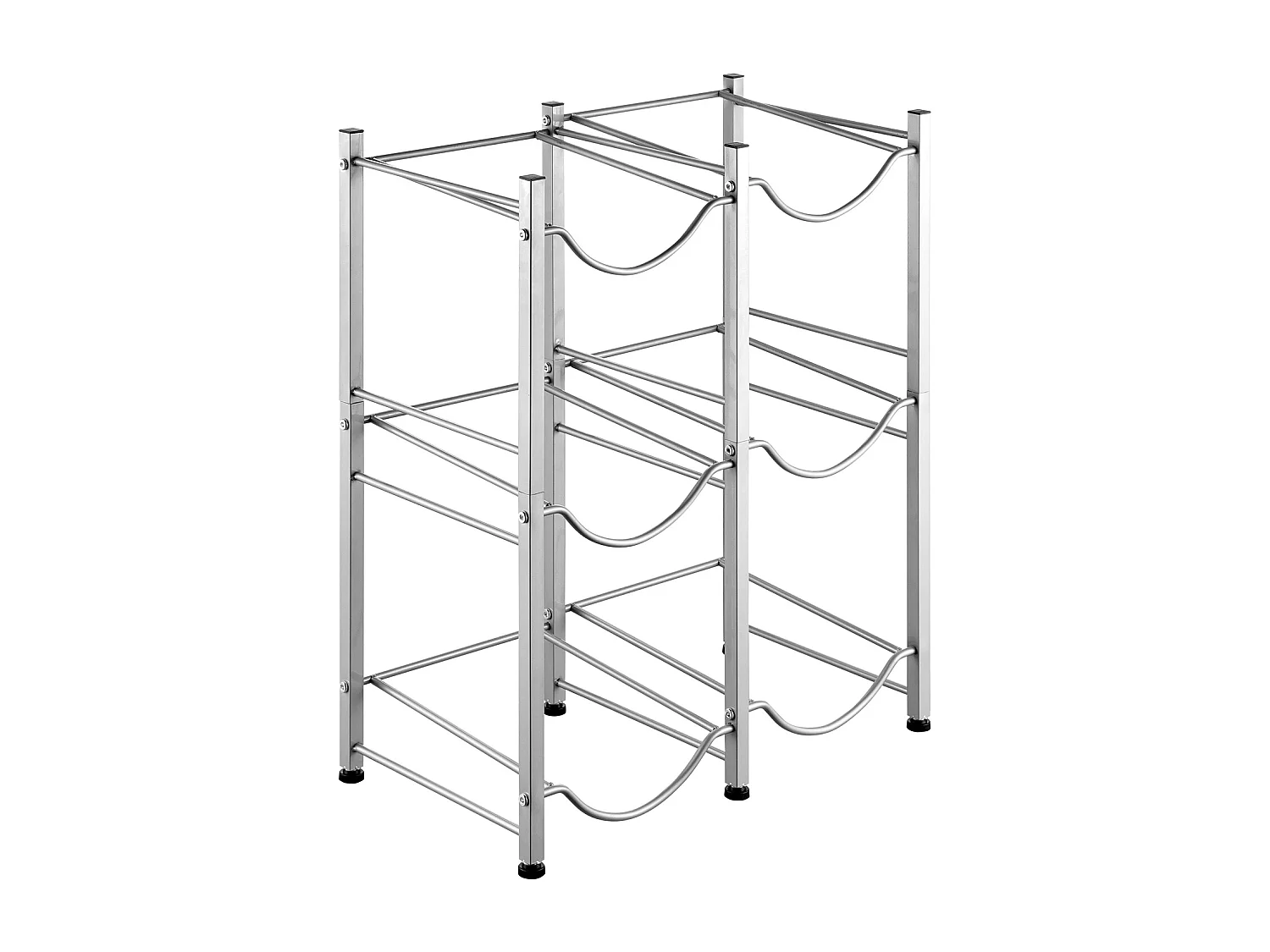 Portabottiglie d'Acqua SucceBuy, 3 Livelli, Supporto per Bottiglie in Doppia Riga per 6 Bottiglie, Argento