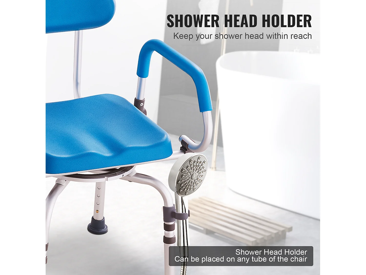 Duschhocker, SucceBuy Drehbarer Duschstuhl 360° mit Dreharmen und Gepolstertem Sitz, 135 kg