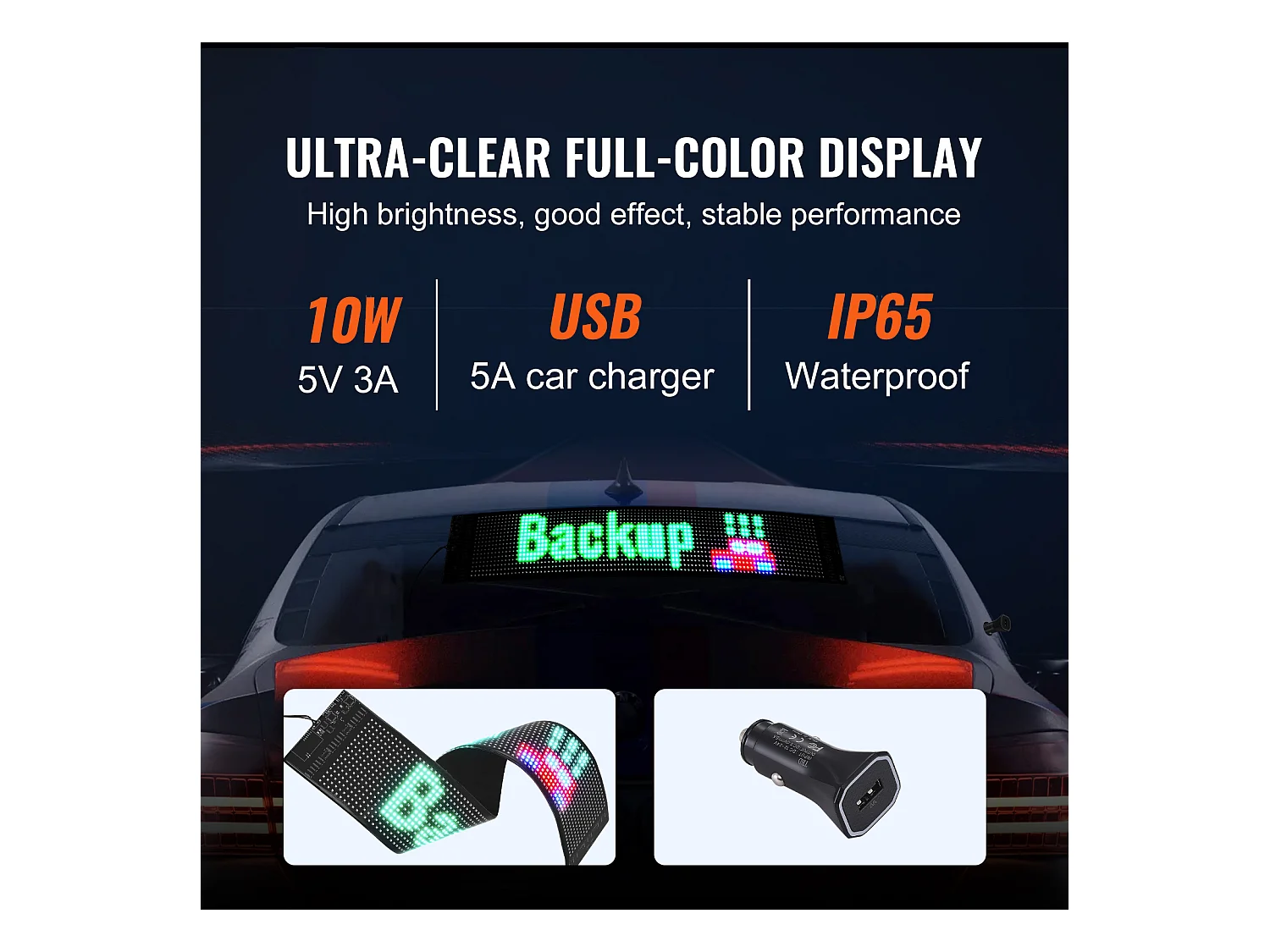 Plaque Publicitaire, SucceBuy Panneau LED Programmable 68 × 12 cm, Écran Défilant Polychrome P6