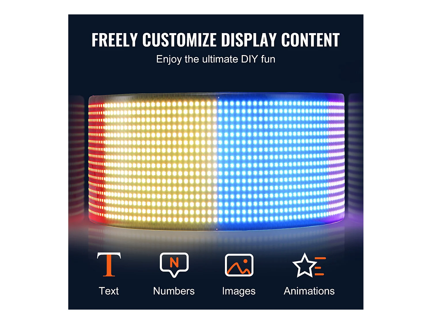 Plaque Publicitaire, SucceBuy Panneau LED Programmable 68 × 12 cm, Écran Défilant Polychrome P6