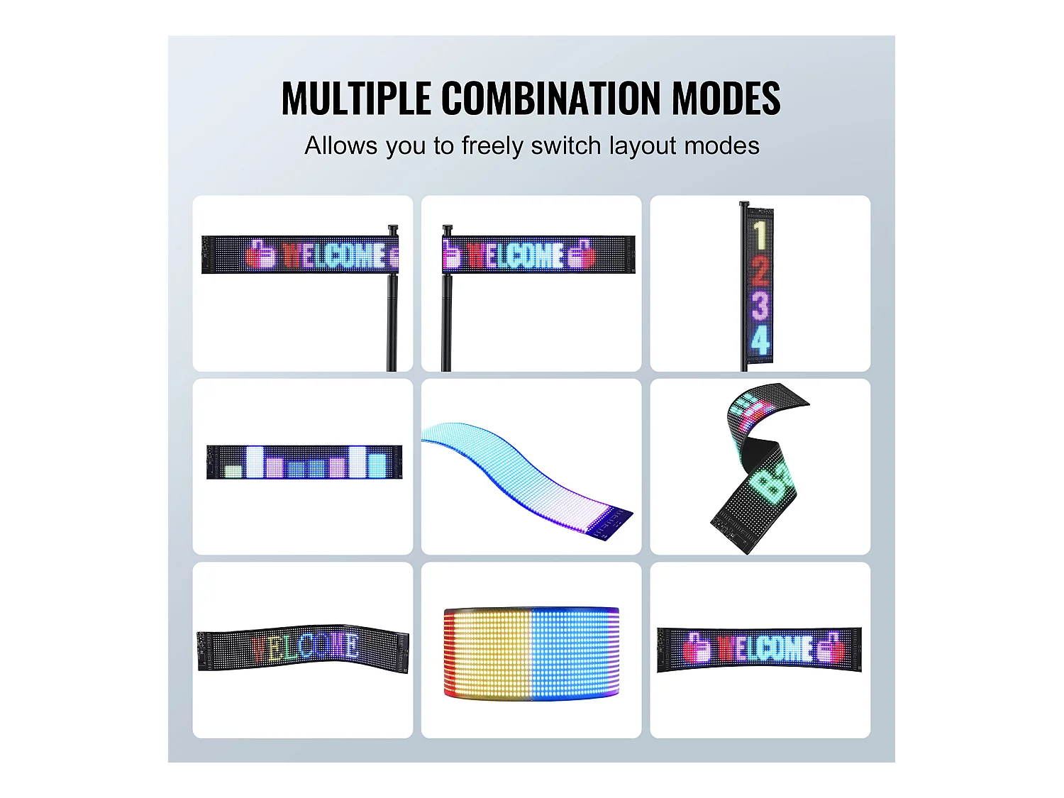 Plaque Publicitaire, SucceBuy Panneau LED Programmable 68 × 12 cm, Écran Défilant Polychrome P6