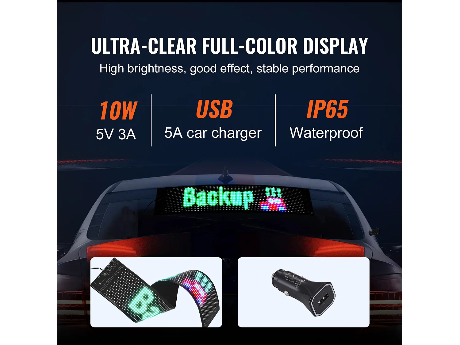 Plaque Publicitaire, SucceBuy Panneau LED Programmable 68 × 12 cm, Écran Défilant Polychrome P6