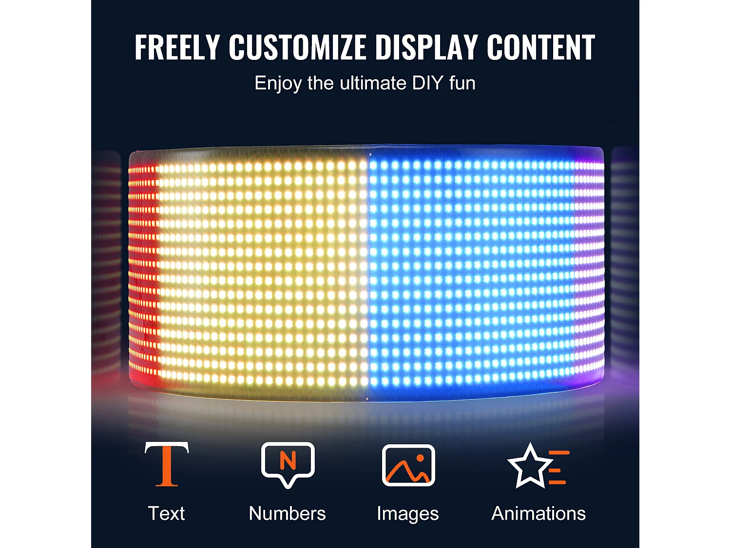 Plaque Publicitaire, SucceBuy Panneau LED Programmable 68 × 12 cm, Écran Défilant Polychrome P6