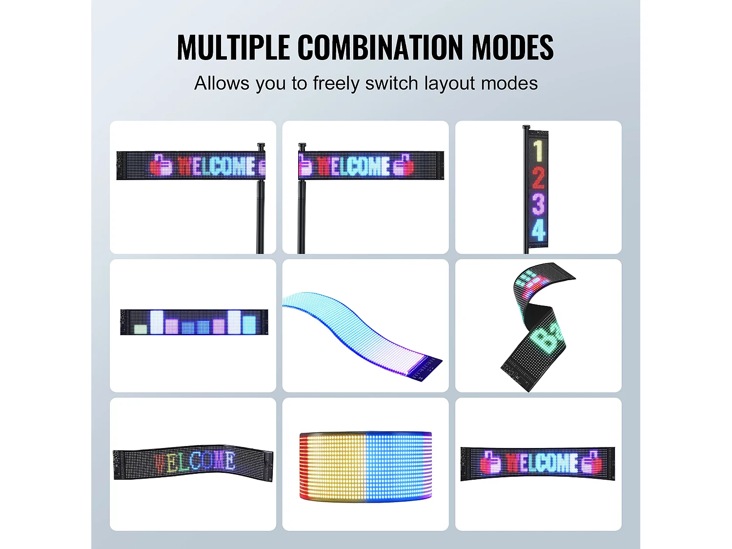 Plaque Publicitaire, SucceBuy Panneau LED Programmable 68 × 12 cm, Écran Défilant Polychrome P6