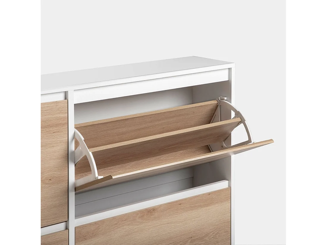 Armoire à chaussures double en laqué blanco-natural 124x100 cm-Kemi