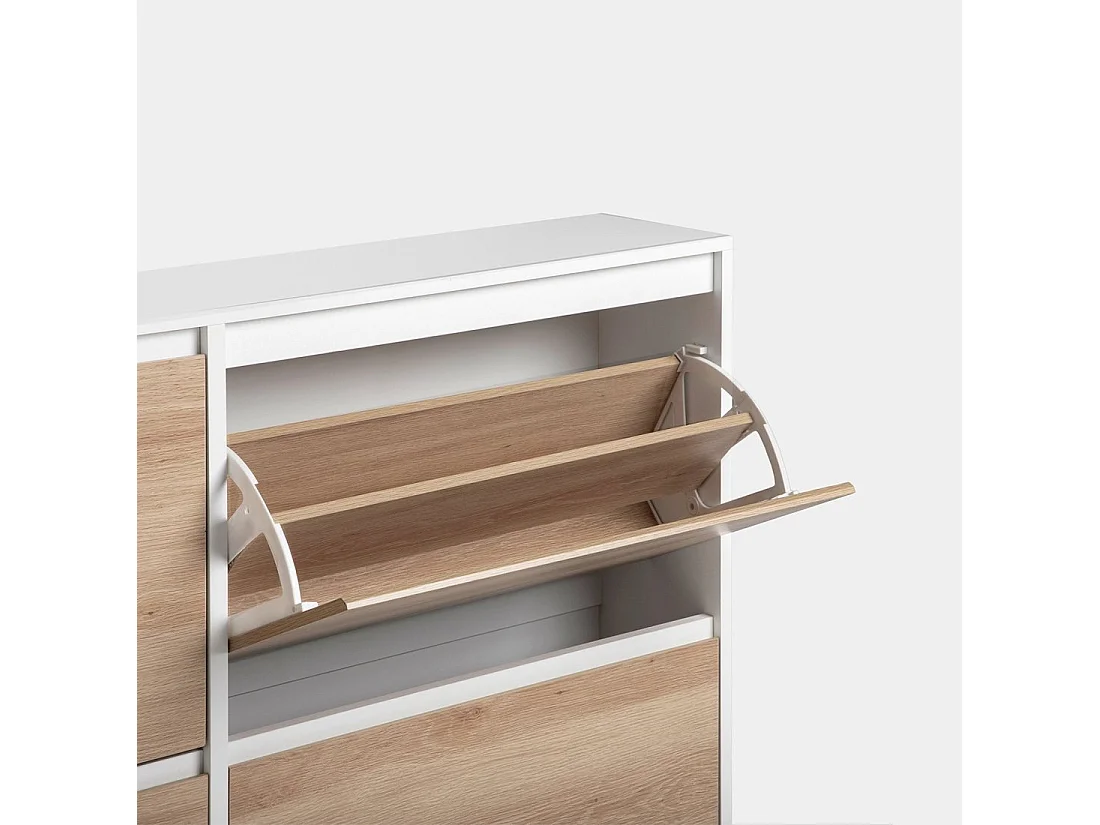 Armoire à chaussures double en laqué blanc naturel 124x100 cm-Kemi
