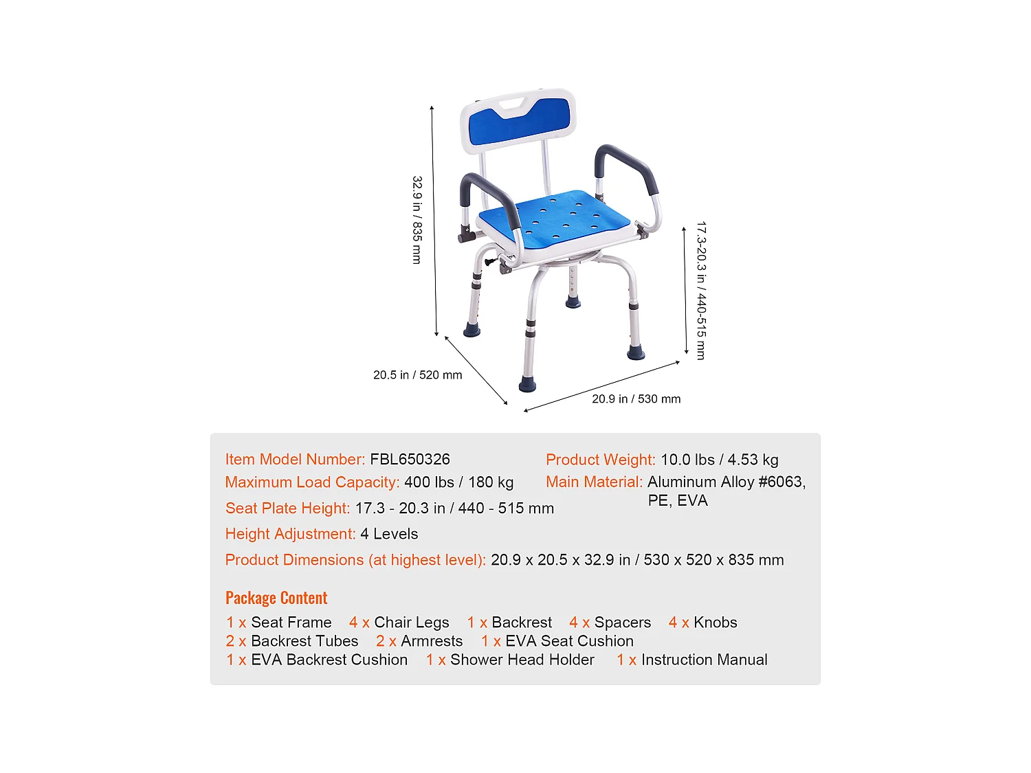 Douchezitje, SucceBuy Draaibare Douchestoel 360° met Draaibare Armen, Draagvermogen van 180 kg