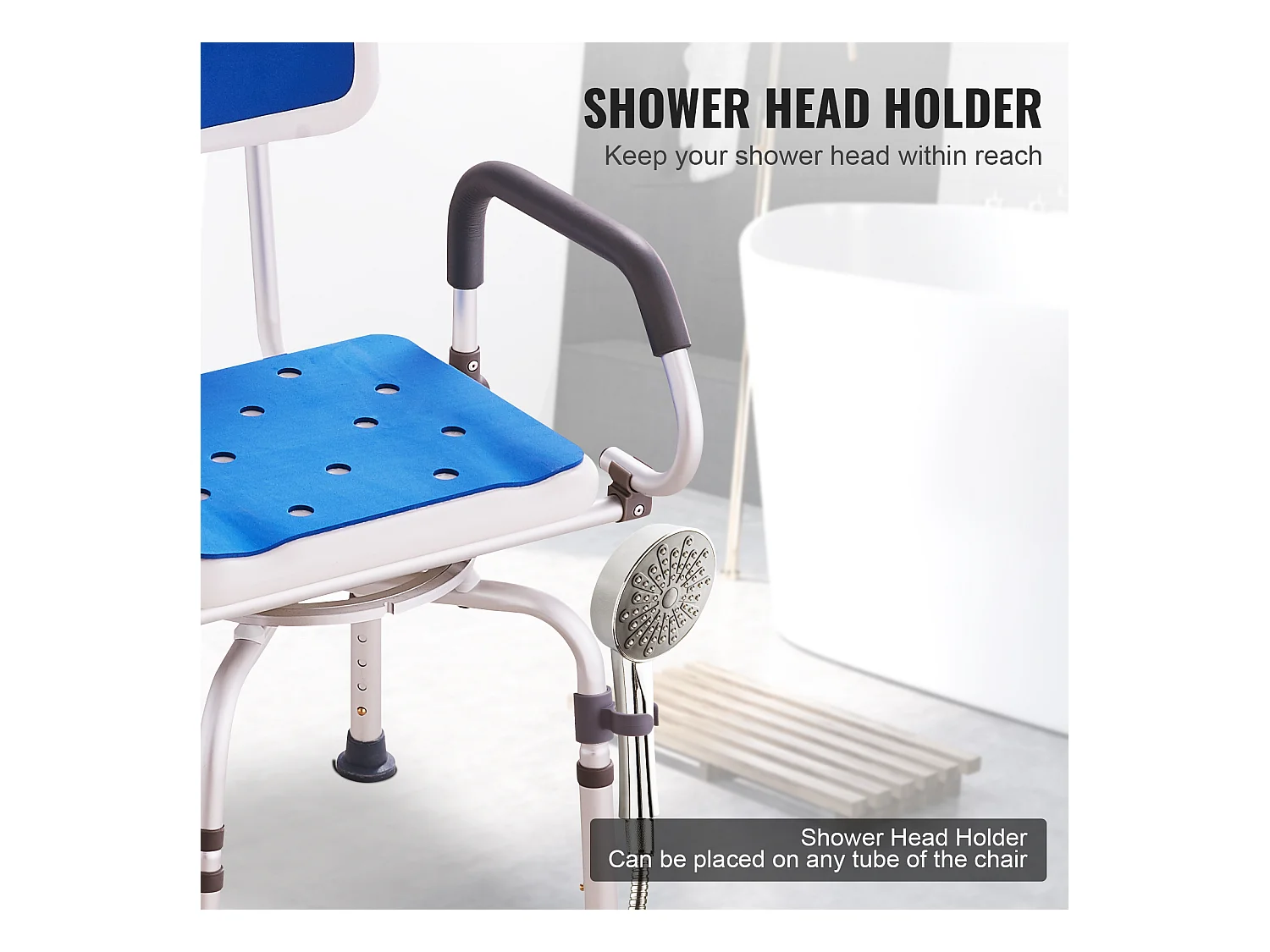 Douchezitje, SucceBuy Draaibare Douchestoel 360° met Draaibare Armen, Draagvermogen van 180 kg