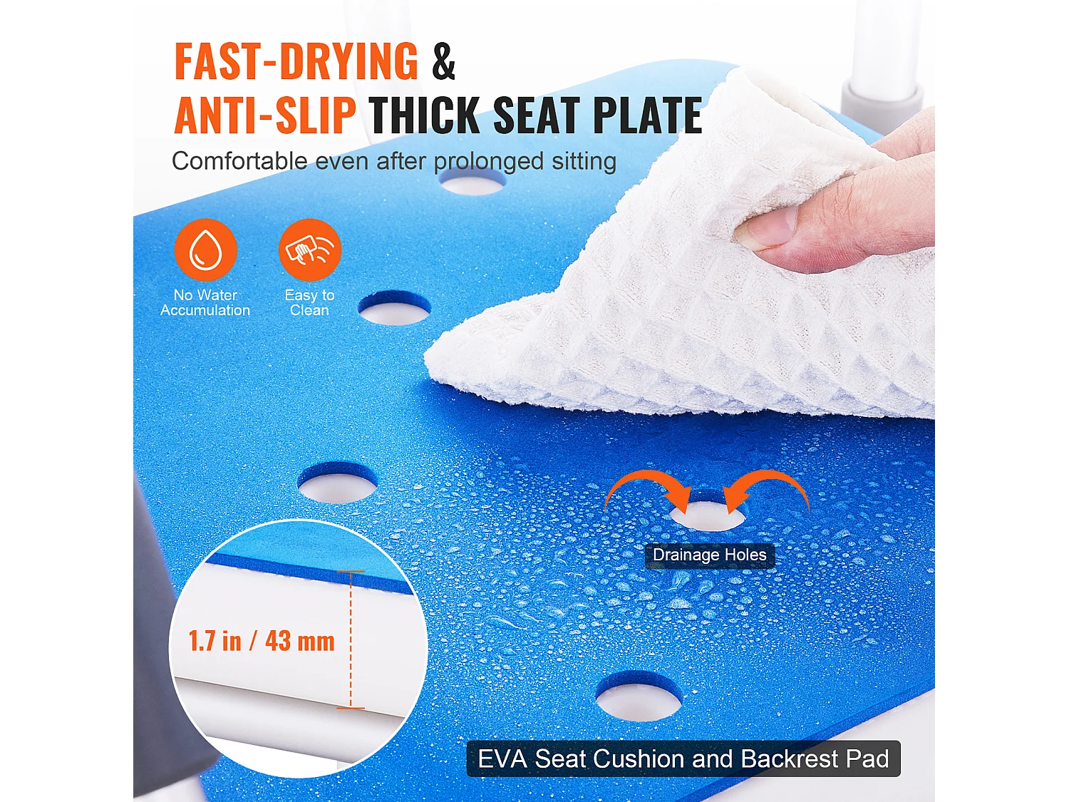 Siège de Douche, SucceBuy Chaise de Douche Pivotante à 360° avec Bras Pivotants, Capacité de 180 kg