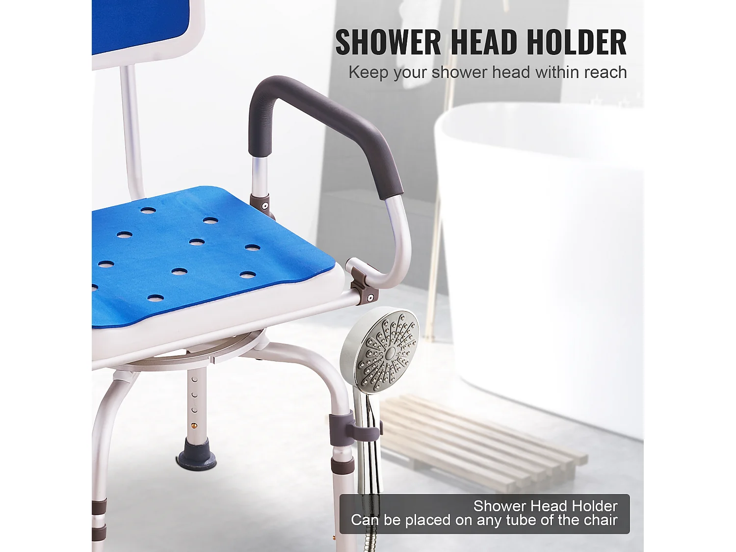 Siège de Douche, SucceBuy Chaise de Douche Pivotante à 360° avec Bras Pivotants, Capacité de 180 kg