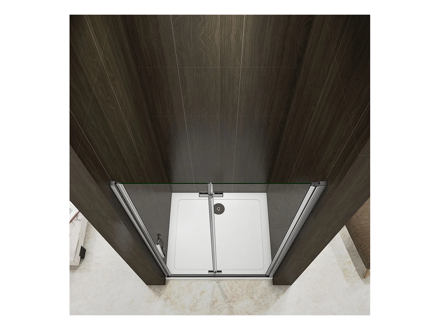 120x195 cm Porta Doccia Per Nicchia Battente e Pieghevole a Libro In Vetro Temperato Trasparente Anticalcare Da 6 mm