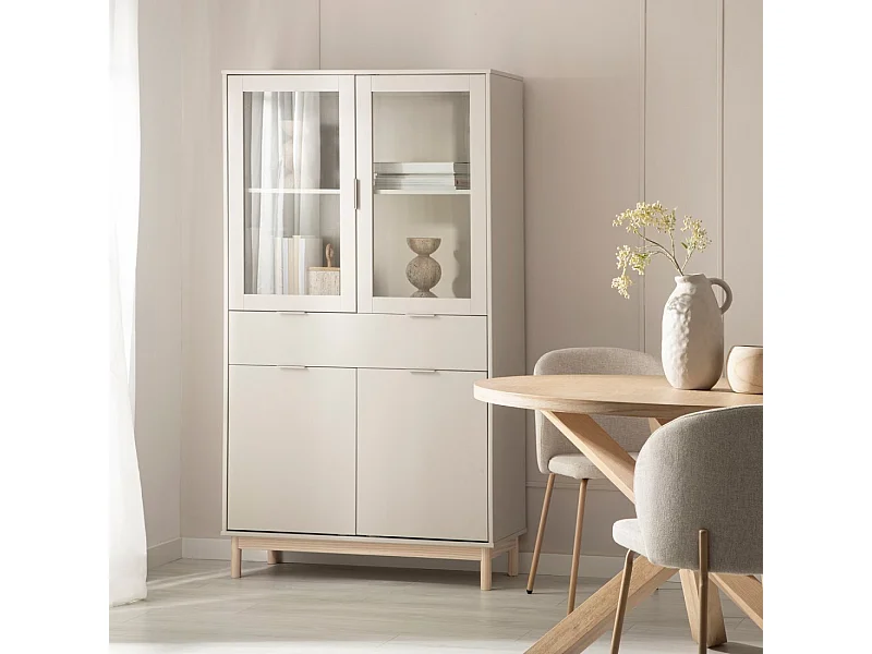 Vitrina doble de Lacado Gris perla 170 x 95- Elian