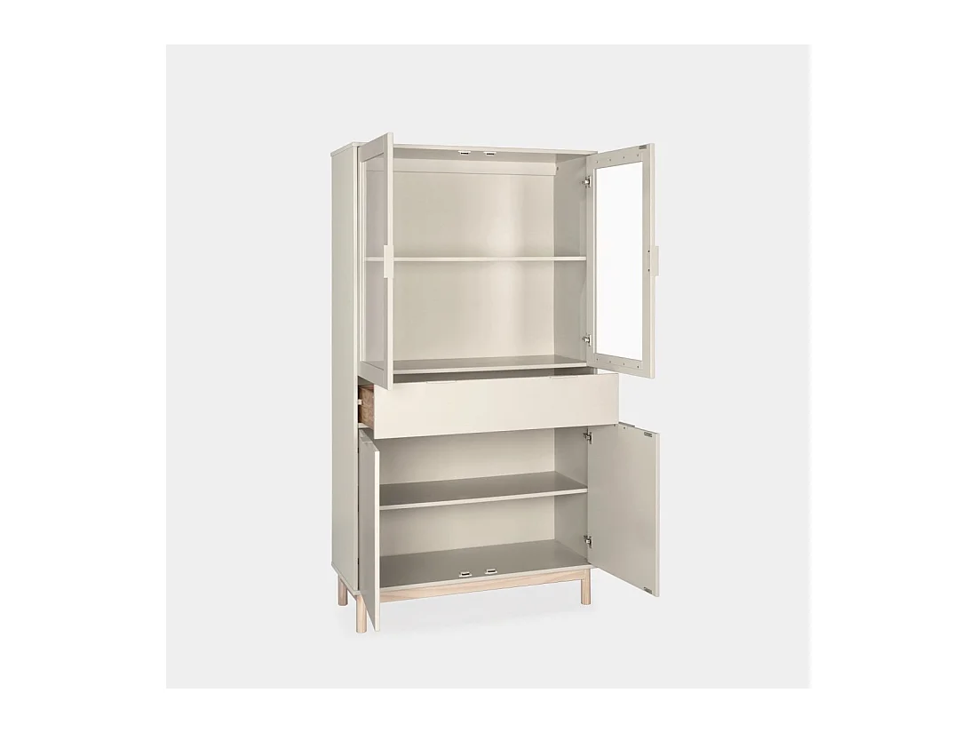 Vitrine double en laqué gris perle 95x170 cm-Elian