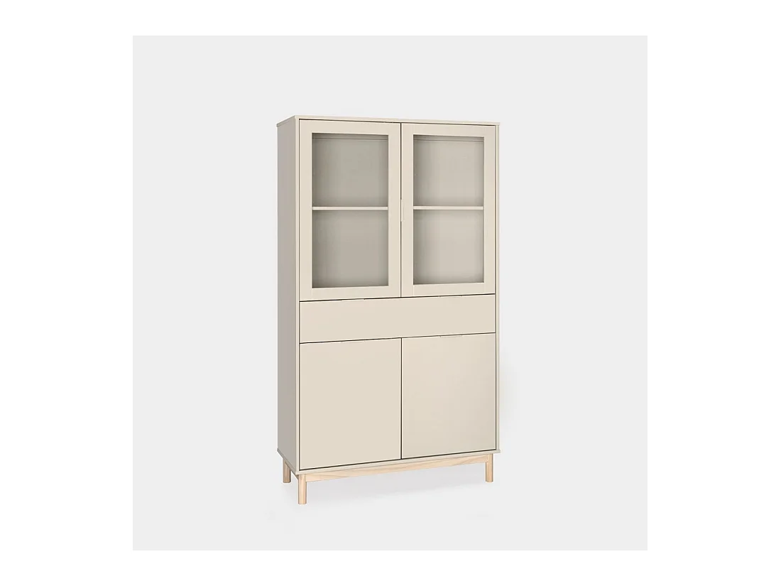 Vitrine double en laqué gris perle 95x170 cm-Elian