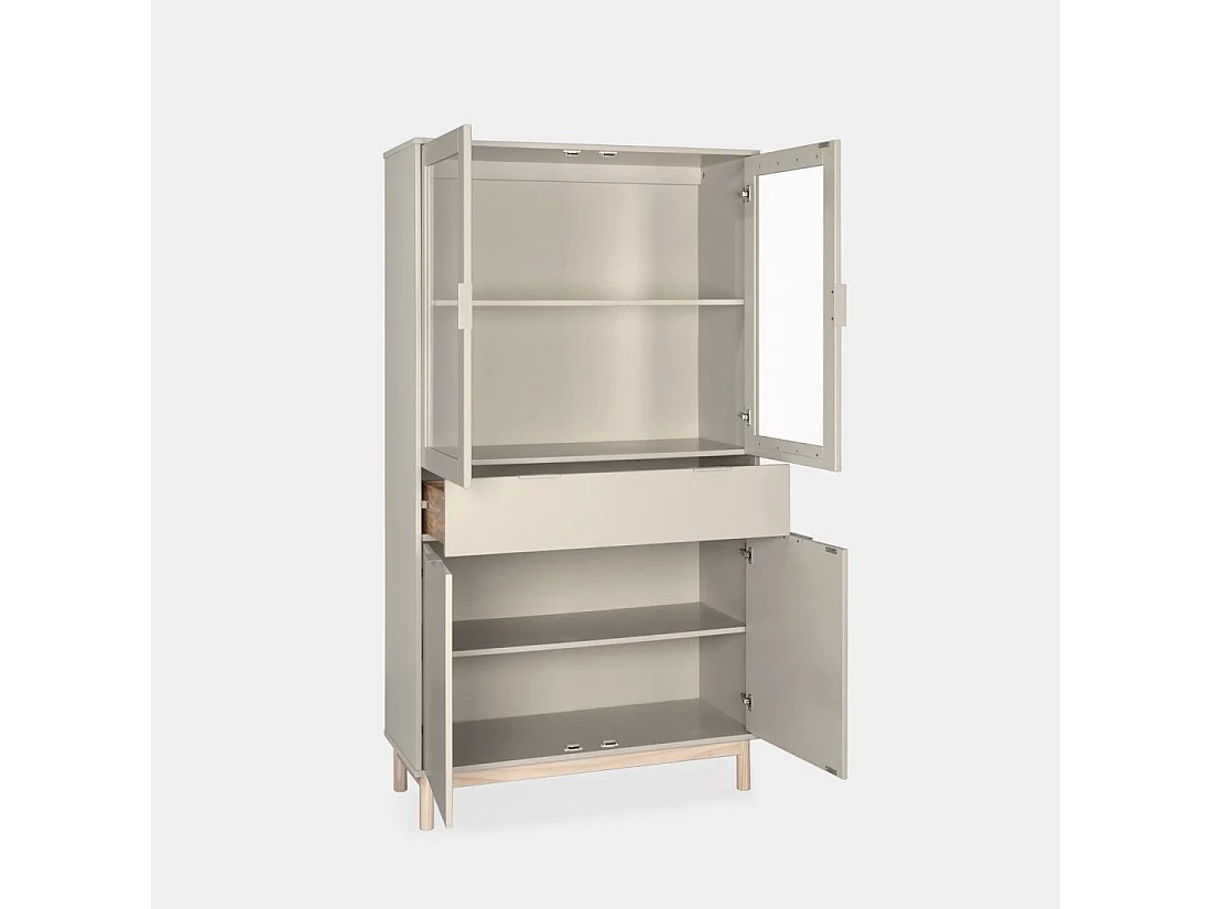 Vitrine double en laqué gris perle 95x170 cm-Elian