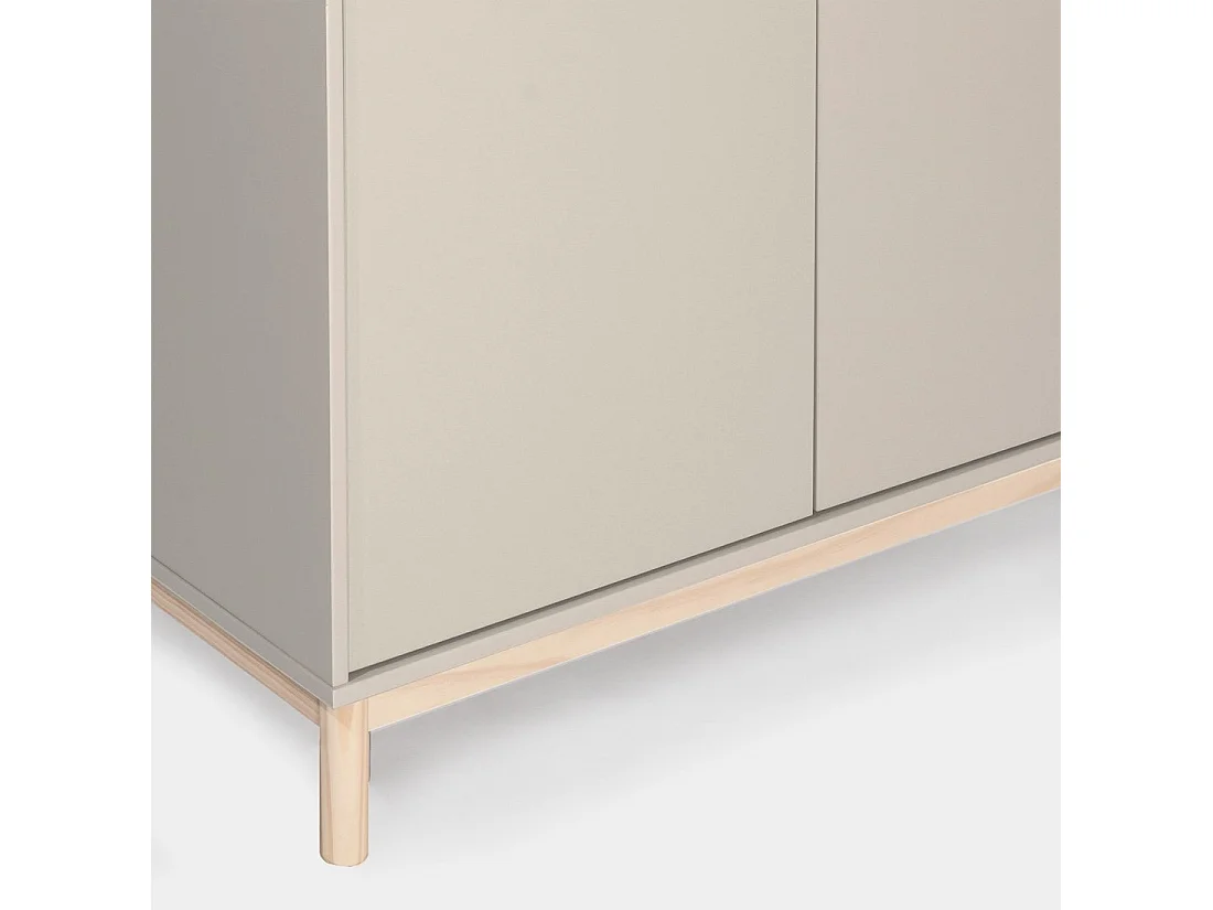 Vitrine double en laqué gris perle 95x170 cm-Elian