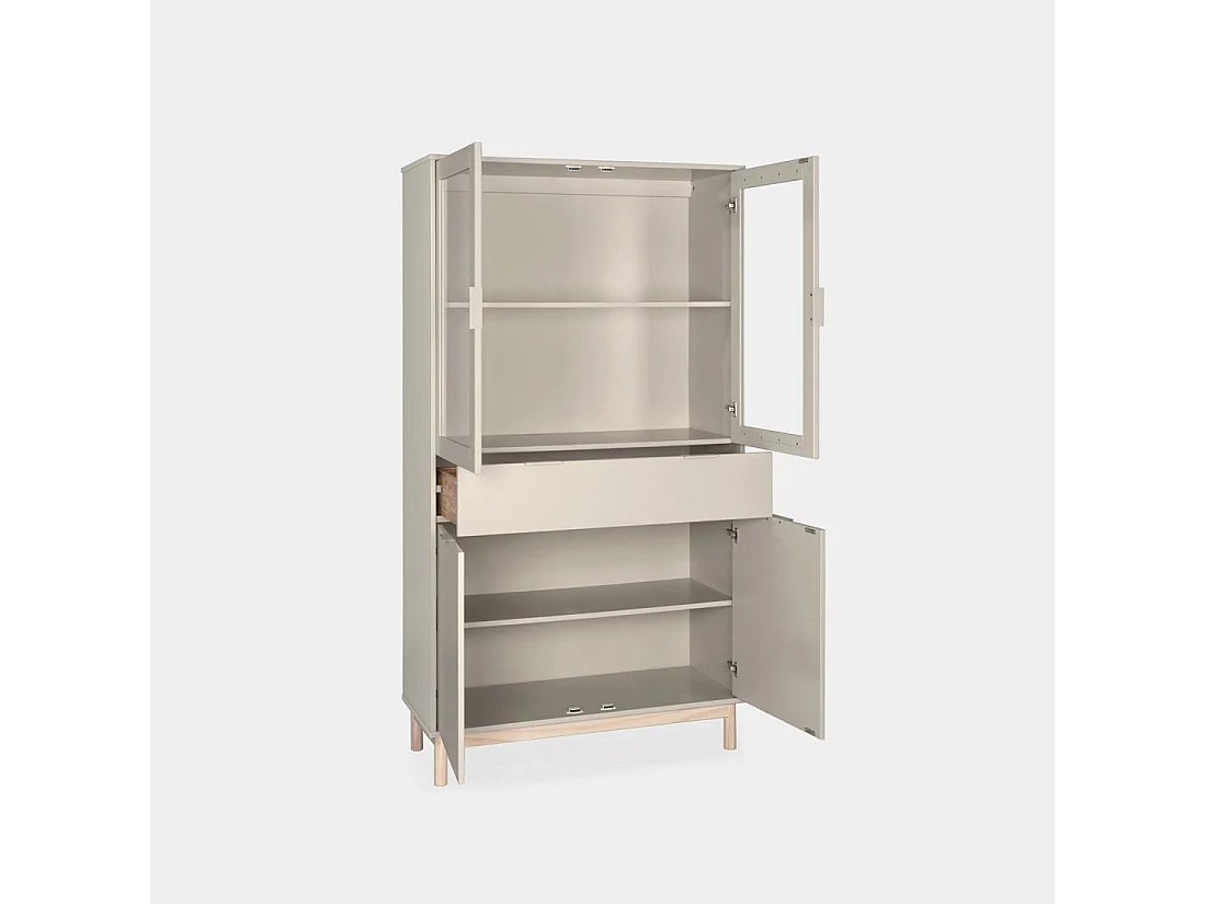 Vitrine double en laqué gris perle 95x170 cm-Elian