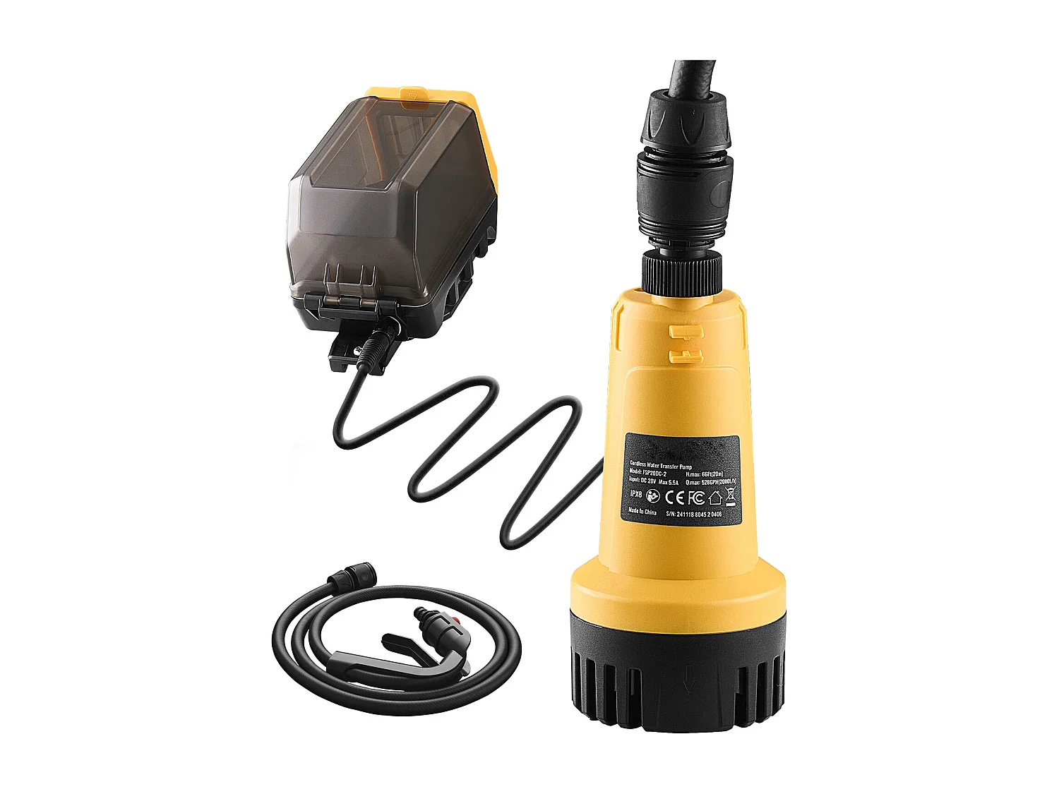 Pompe de Transfert, SucceBuy Pompe à Eau Submersible sans Fil pour Dewalt 20 V MAX (Outil Uniquement)