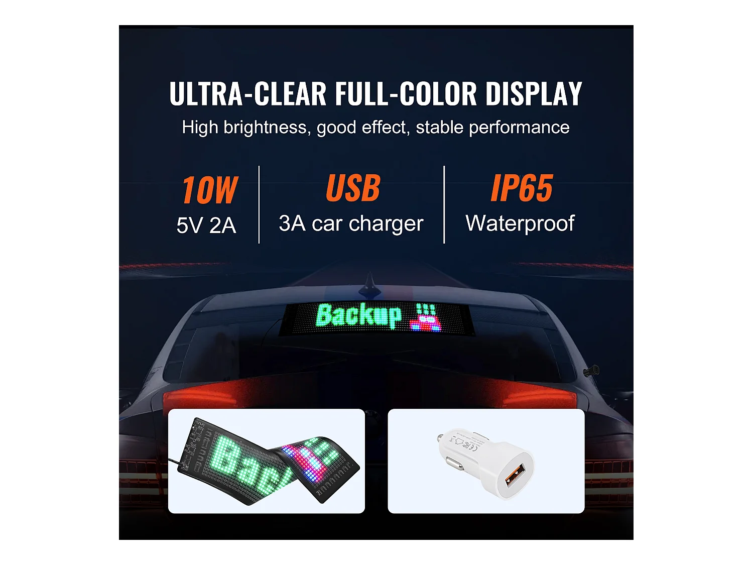 Plaque Publicitaire, SucceBuy Panneau LED Programmable, Panneau d'Affichage à Défilement Couleur P5 38 × 10 cm