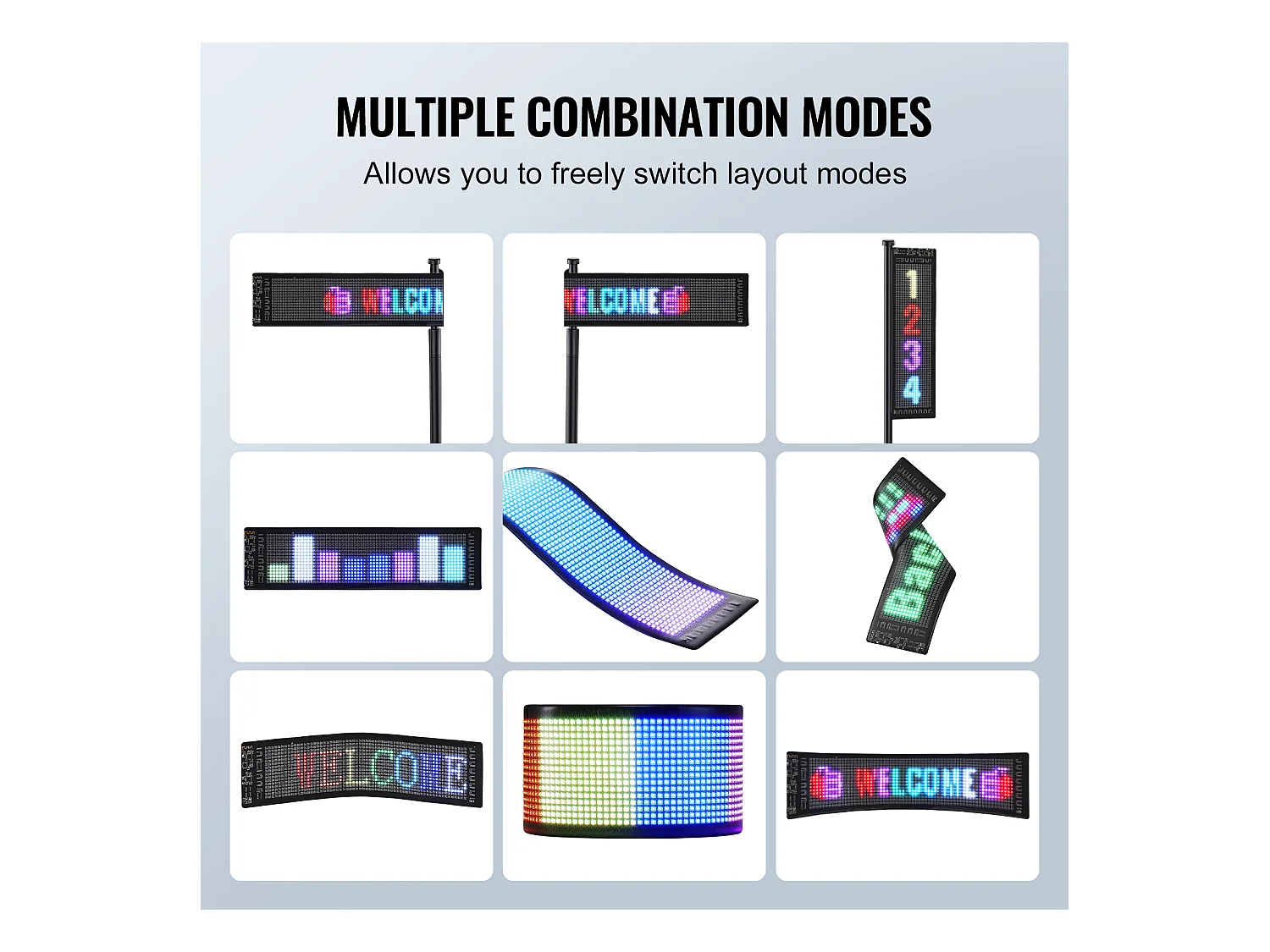 Plaque Publicitaire, SucceBuy Panneau LED Programmable, Panneau d'Affichage à Défilement Couleur P5 38 × 10 cm