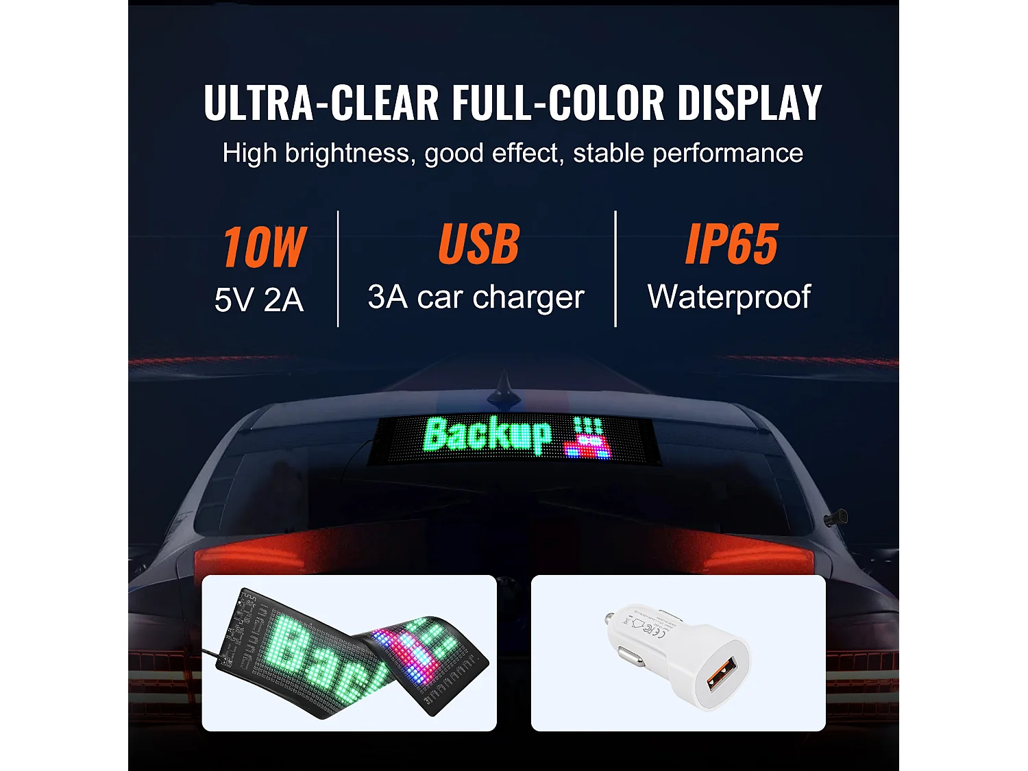 Plaque Publicitaire, SucceBuy Panneau LED Programmable, Panneau d'Affichage à Défilement Couleur P5 38 × 10 cm