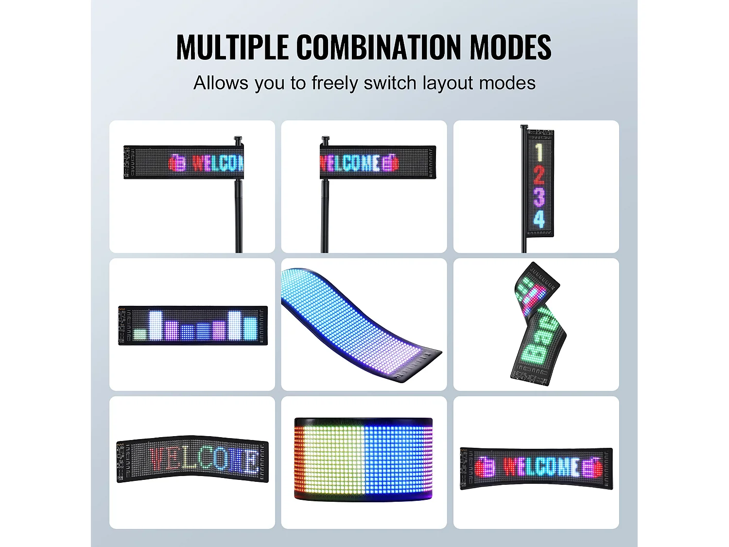 Plaque Publicitaire, SucceBuy Panneau LED Programmable, Panneau d'Affichage à Défilement Couleur P5 38 × 10 cm