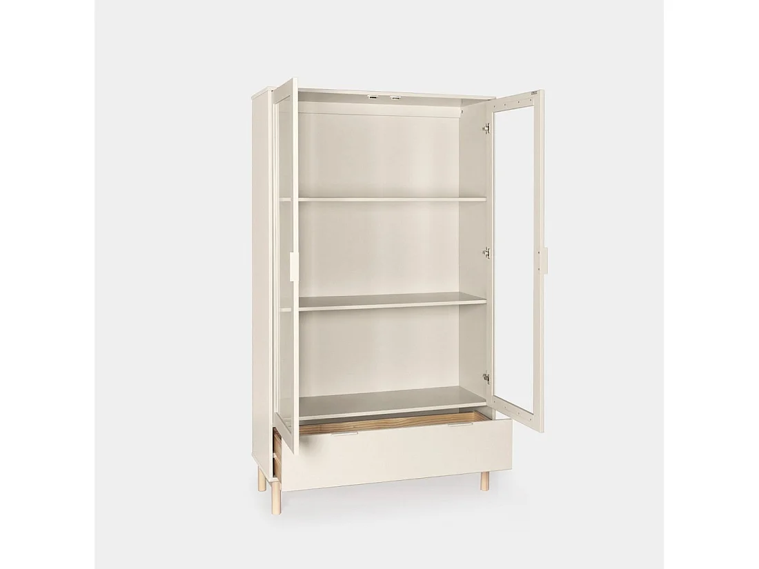 Vitrine double en laqué blanc ivoire 100x170 cm-Elian