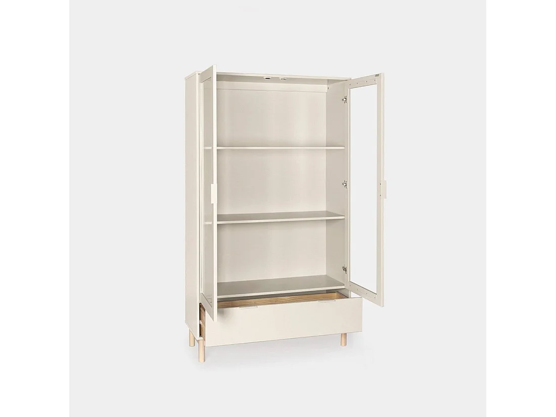 Vitrina doble de Lacado Blanco roto 170 x 100- Elian